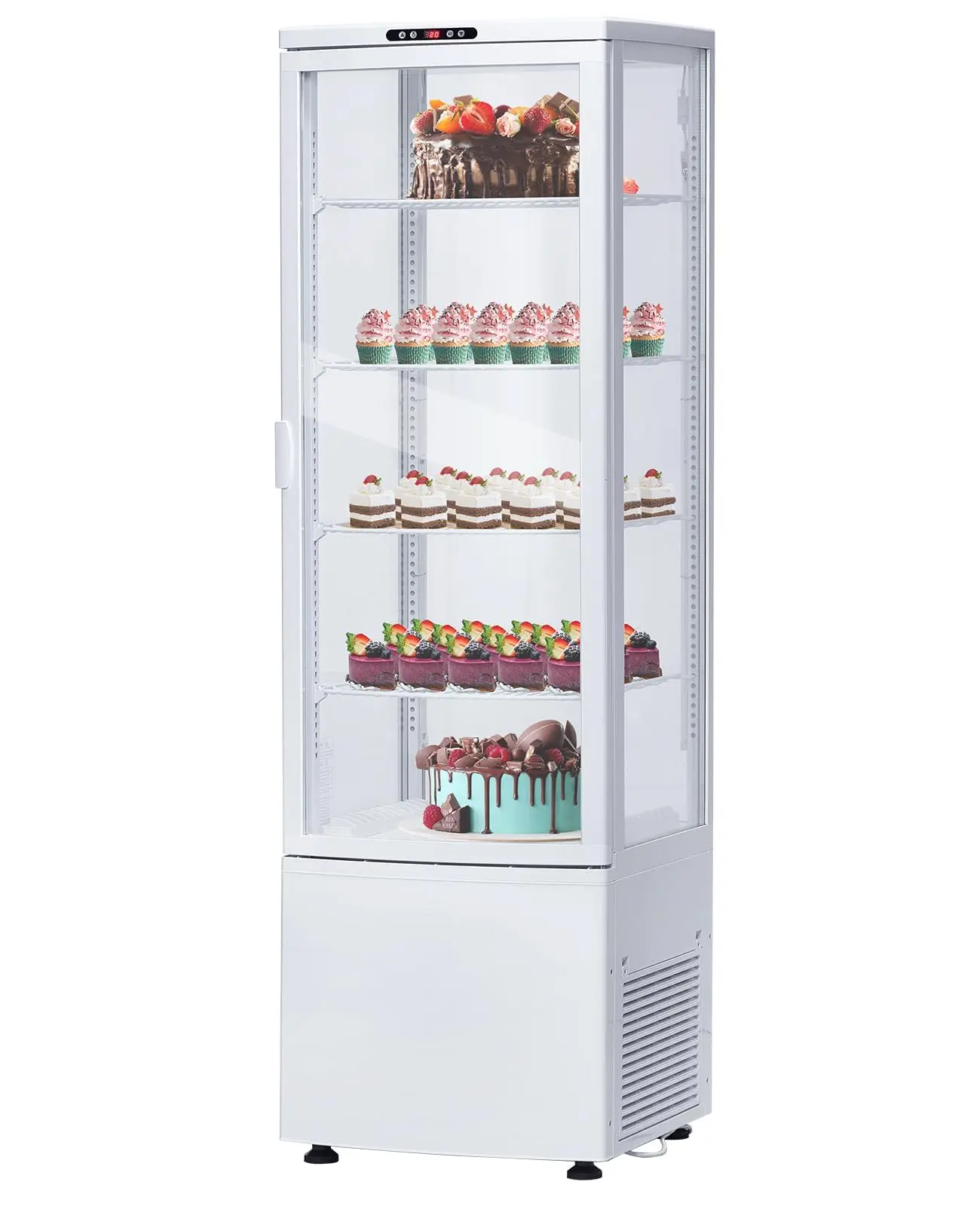 【GARVEE】Countertop Refrigerator 8.4 Cu.Ft. Bakery Display Case with LED Lighting, Fast Cooling, Rear Sliding Door, Pastry Showcase for Bakery, Cafe, Restaurant, Black Commercial Fridge