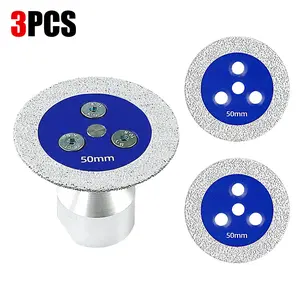 LOZLIN 3PCS 2" Diamond Saw Blade w/ Flange - Multi-Material Cutting/Engraving Disc for Tile, Marble, Concrete, Ceramic & Metal/PVC - Angle Grinder Tool 5/8-11