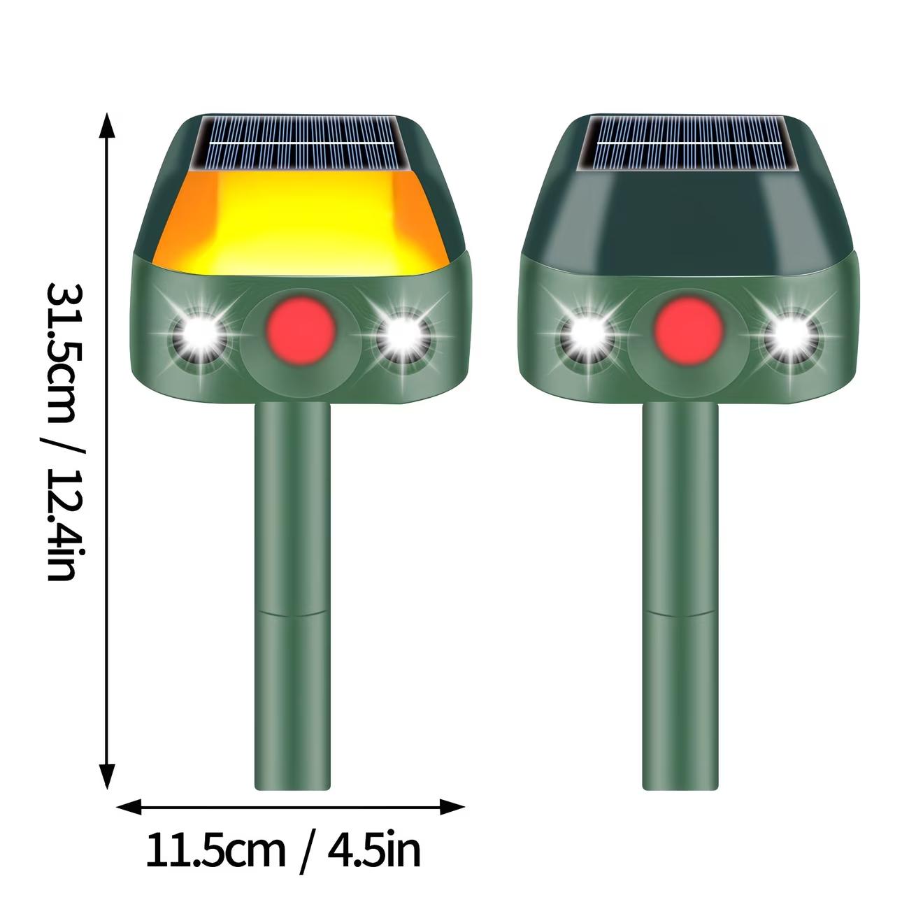 2026 Upgraded Solar-Powered Animal Repeller with Soundwave technology Flame Light & Motion Sensor - 360° Infrared Sensing, 5 Modes, Dog & Wildlife Deterrent for Birds, Skunks, Rabbits, Squirrels, Deer, Soundwave technology Solar Animal Repellent