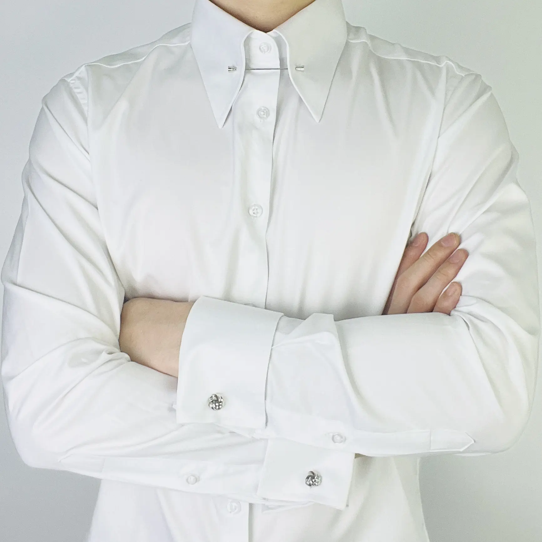 Pinhole collar men's long sleeved shirt French cuffs with cufflinks, collar needles, solid color top, business gentleman wrinkle resistant versatile bamboo fiber antibacterial wrinkle resistant Menswear Beige godspeed shirt summer outfits men button shirt