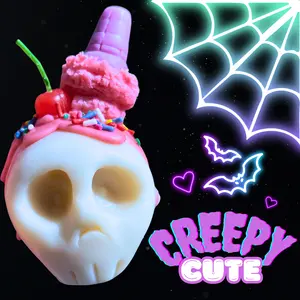 Halloween Gothic Decor Candles - Creepy Cute Kawaii Skull Candle - Cotton Candy Scented Candle