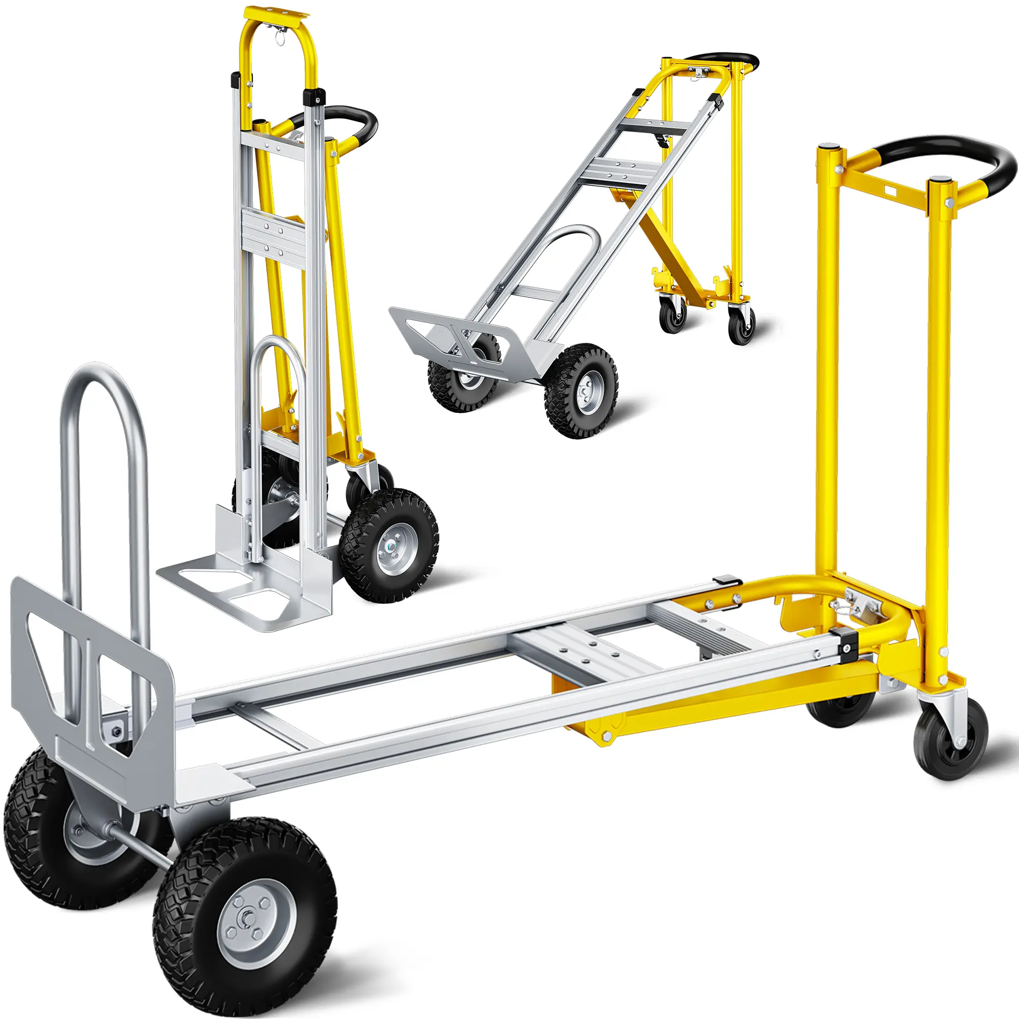 3-in-1 Convertible Utility Hand Truck, 850 lbs Heavy Duty Folding Dolly Cart, Multi-Use Platform Cart with Upright Dolly Mode for Moving, Shopping, Warehouse, Garage, Office, Delivery, Storage and Home Use