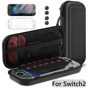 Accessories Bundle Console for Switch 2 (2025), 8 in 1 Handheld Gift Kit with PU Leather Carrying Case, Clear Protective Cover, 2 Pack Screen Protector and Thumb Grip Caps, Travel Full Protection Gaming Items, Gaming Products
