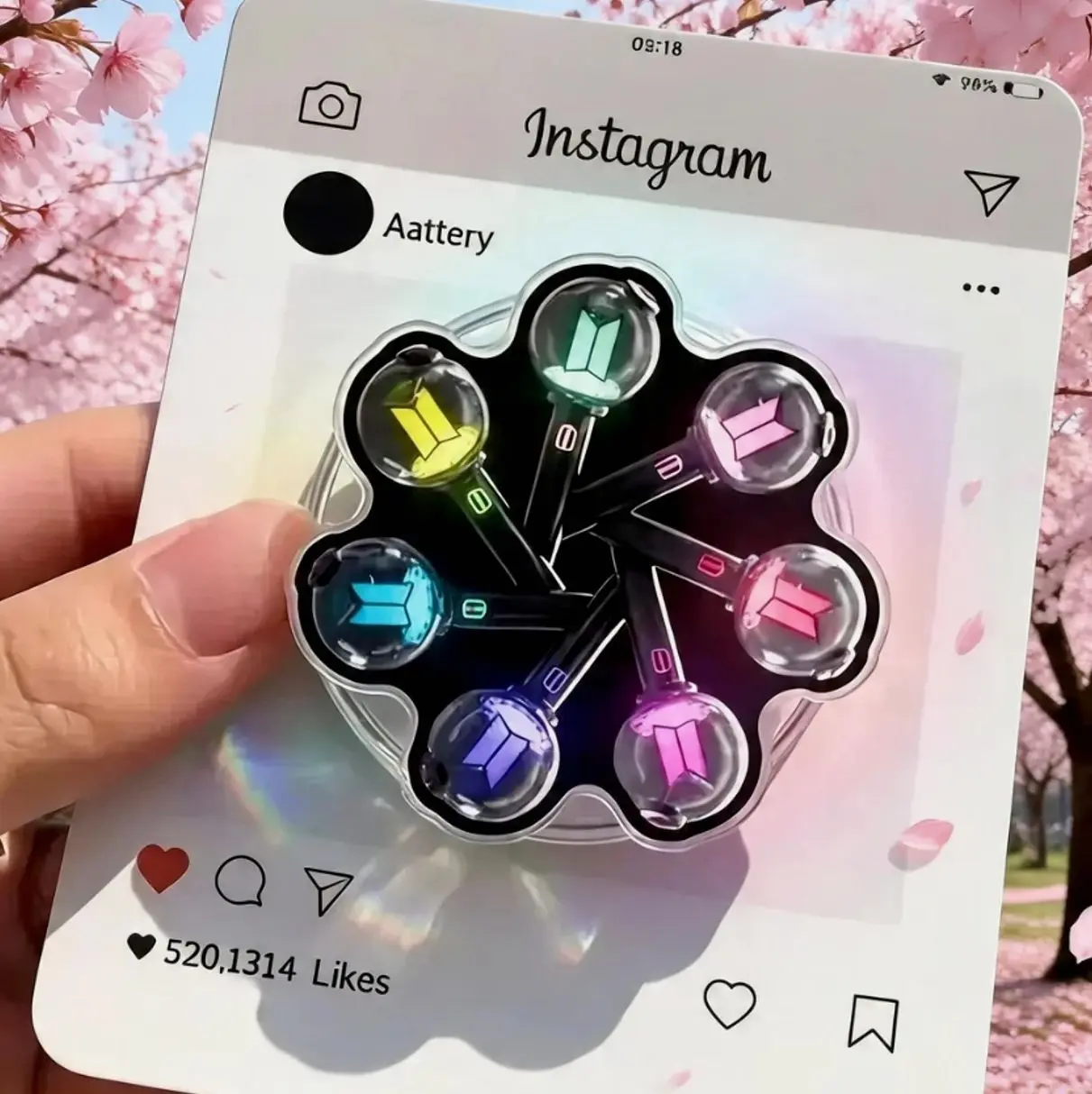 K-Pop Inspired Light Stick Acrylic Phone Grip, Colorful Concert Fan Magnetic Phone Stand Holder