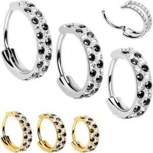 20G CZ Double Row Checkerboard Implant Grade Titanium Nose Hoop