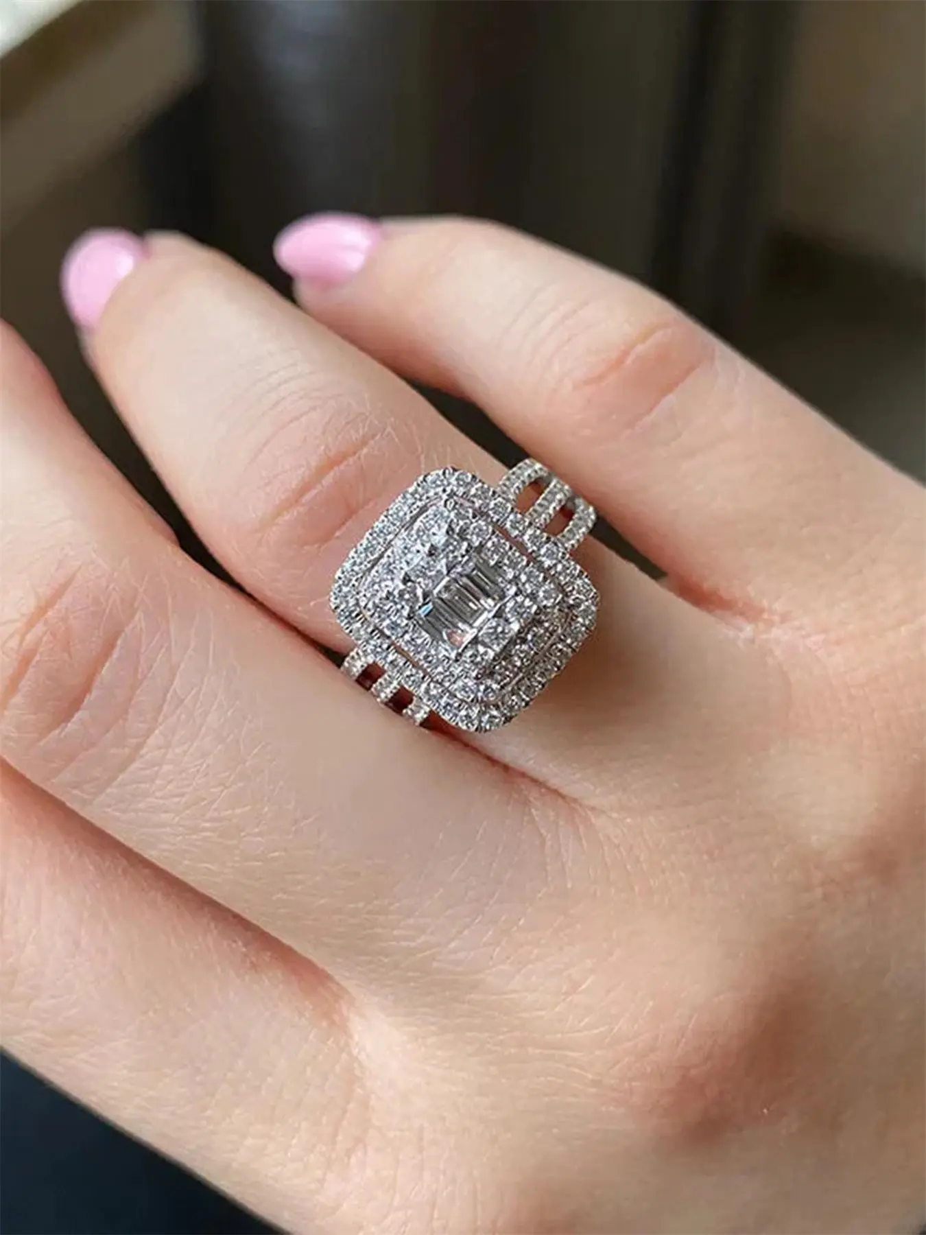 Classic Rhinestone Promise Engagement Ring, Promise Ring Gf, Valentine Gifts for Her, Fashion Party & Wedding Jewelry Gift for Women, Gifts for Girlfriend