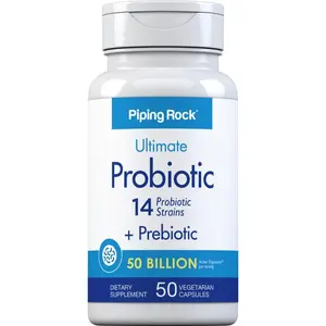 Piping Rock Probiotic for Men and Women | 50 Capsules | 50 Billion CFU | Complex Supplement with Prebiotic | 14 Strains | Vegetarian, Non-GMO, Gluten Free
