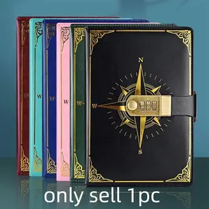 A5 Vintage Lockable Password Notebook, Minimalist Student Creative Journal, Adjustable Password, Privacy Protection, Retro Design