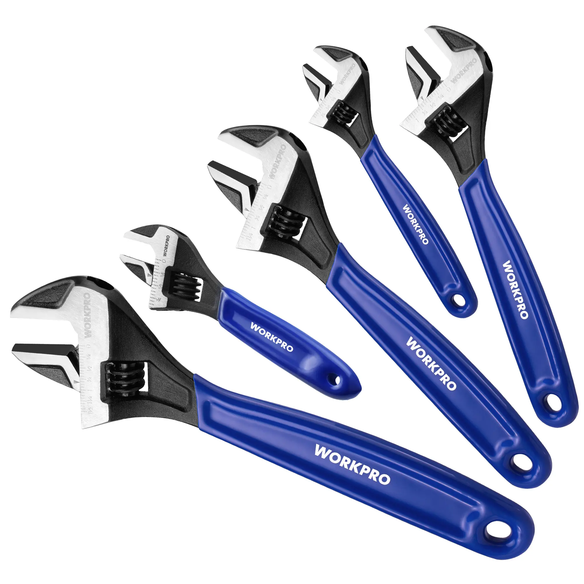 #fathersdaygift WORKPRO Adjustable Wrench, Cr-V Steel, Wide Jaw Black Oxide Wrench, Metric & SAE Scales, for Home, Garage, Workshop and DIY