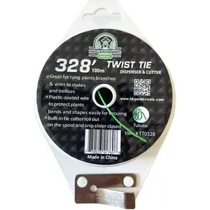 HK Gardening 328' Garden Plant Support Twist Tie Green Wire with Cutter