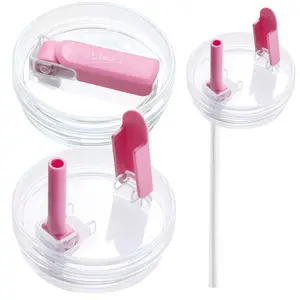DIPESI  2 Pcs 40oz Tumbler Detachable Flip Straw Lid for Stanley Cup Accessory, Leak Lids Kitchen Essentials Drink Lids，Great home item(2 rose red lids)#Summervibes