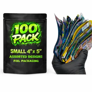 100 Pack Small 4” x 5” Assorted Designs Foil Packaging