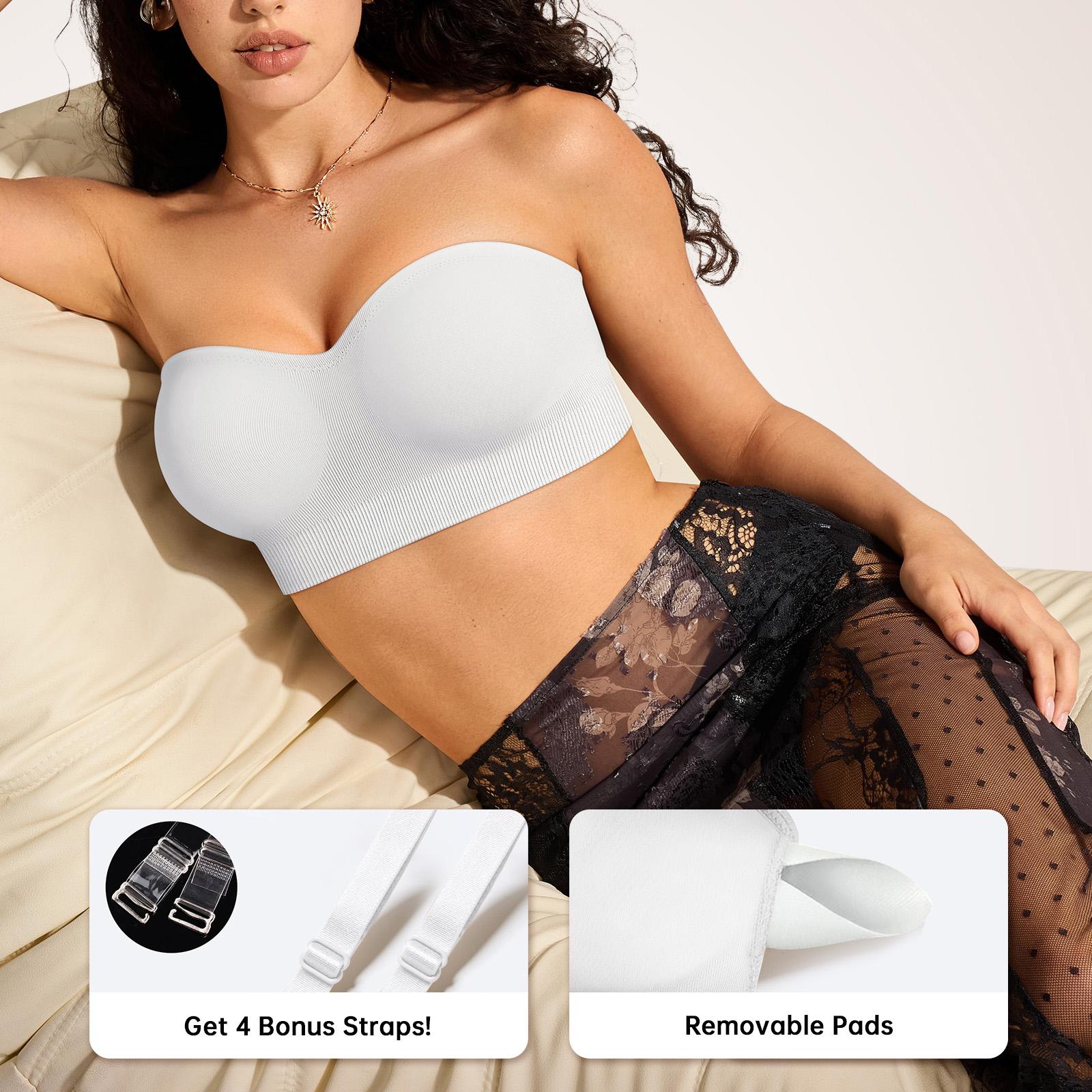 OEAK Women Comfortable Bandeau Strapless Bra Comfort Non-Slip Seamless Bras Wireless Tube Top Bra Invisible Bralette
