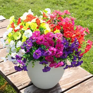 12 Bundles Artificial Fake Flowers Plants for Outdoor Outside Spring Summer Decoration, Silk Colorful Morning Glory UV Sun Resistant Realistic Faux Flower for Planter Porch Patio Yard Balcony