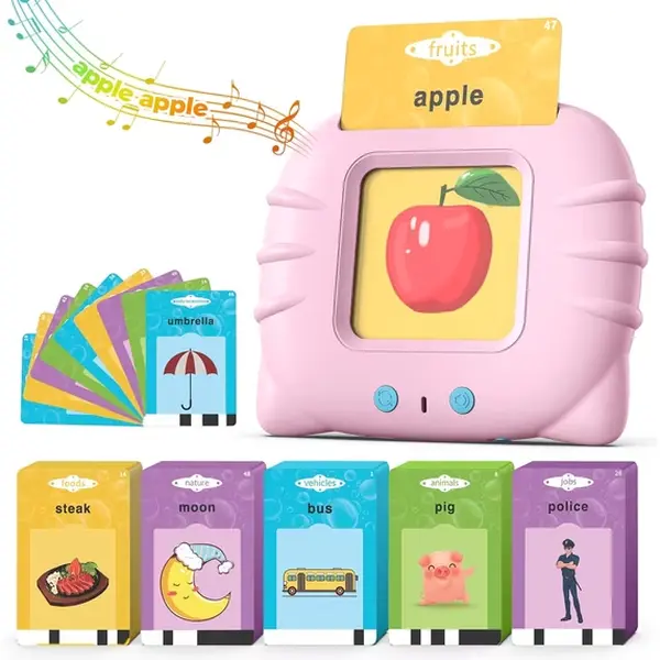 224 Sight Words Talking Flash Cards for Toddlers 1-5 Years, Multilingual Montessori Educational Learning Toy, Interactive Speech Therapy Toy for Kids, Blue & Pink Optional