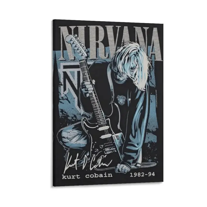 Vintage Grunge Kurt Cobain Poster Nirvana Rock Band Canvas Wall Art 90s Retro Aesthetic Music Room Decor Print Indie Alternative Fan Gift Idea Premium Matte Poster