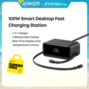 #SummerVibes Anker Nano 7-in-1 USB-C Charging Station with 2.3ft InstaCord, 3 USB-C, 3 AC Outlets, 1 USB-A, 100W Desktop Power Strip for iPhone 17/16, MacBook, and More, Perfect for Multitasking summervibes