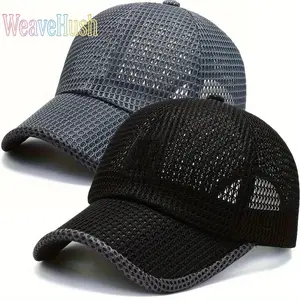 Men's 2PCS Lightweight Adjustable Snapback Baseball Cap, Unisex Breathable Mesh Hat, Extended Sun Visor, Quick-Drying Fabric, UPF Protection, Adjustable Fit, for Fishing, Hiking, Outdoor Sports, Adjustable Snapback Cap, Baseball Cap Adjustable