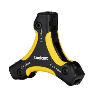 toolant 9-in-1 Triple-Handle Folding Hex Key Set, Metric CR-V Steel Allen Wrench, Innovative Locking Design with Ergonomic Grip, Portable Folding Allen Key Set for Professional and DIY Use