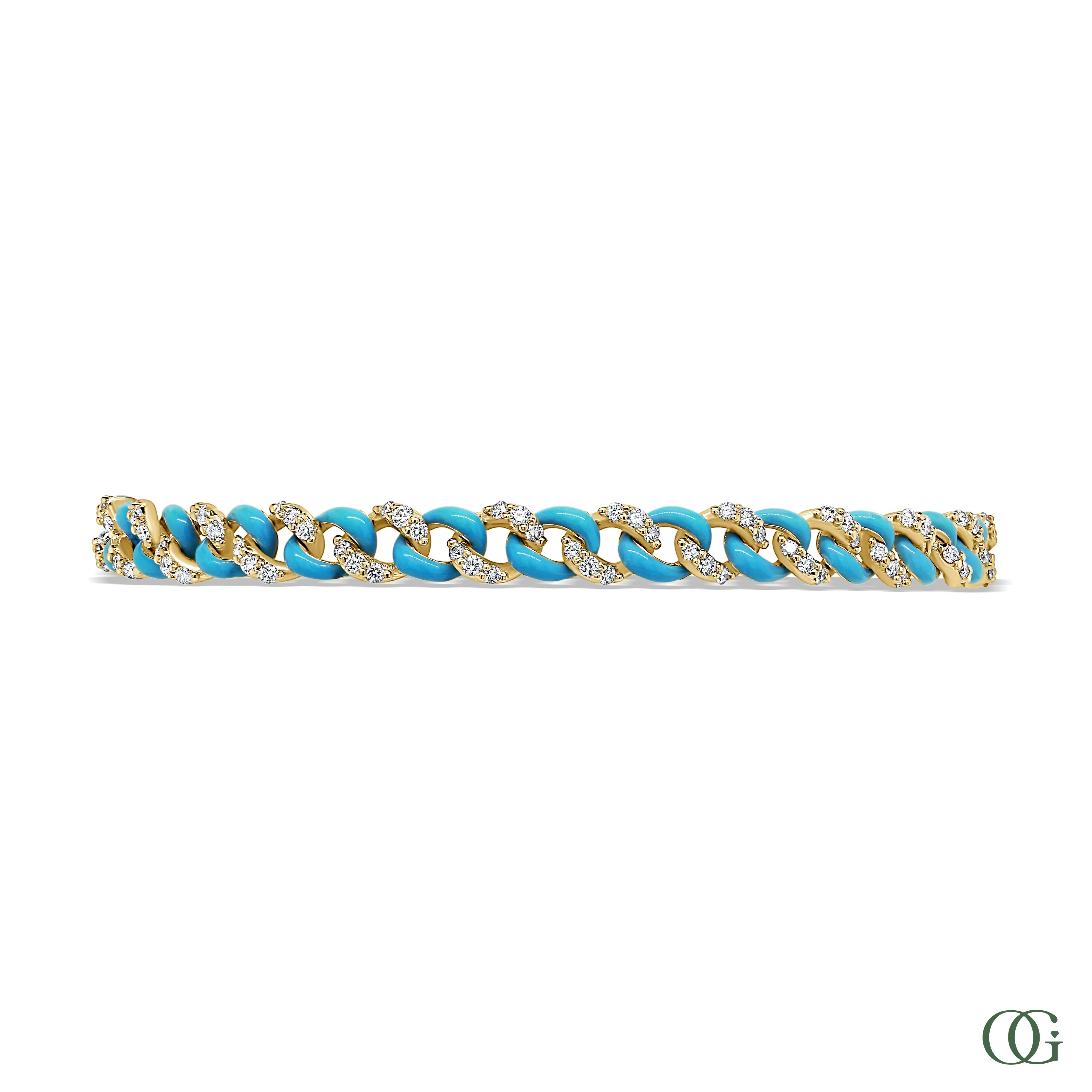 Blue Cuban Diamond Bracelet 1.20 CTW