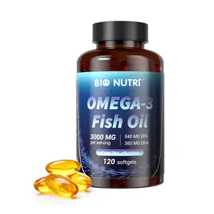 BIO NUTRI Triple Strength 3000 mg Fish Oil Supplements, with EPA & DHA, Support Heart, Brain & Skin and Eye Health, 120 Soft gels- Edible Capsule Healthcare