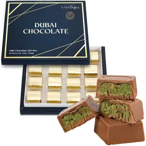 Eastanbul Dubai Chocolate Bar Pistachio, 11.3oz, Premium Pistachio Dubai Chocolate Bar, 16 Pieces Milk Chocolate Trending Candy Chocolate Bar with Phyllo Dough