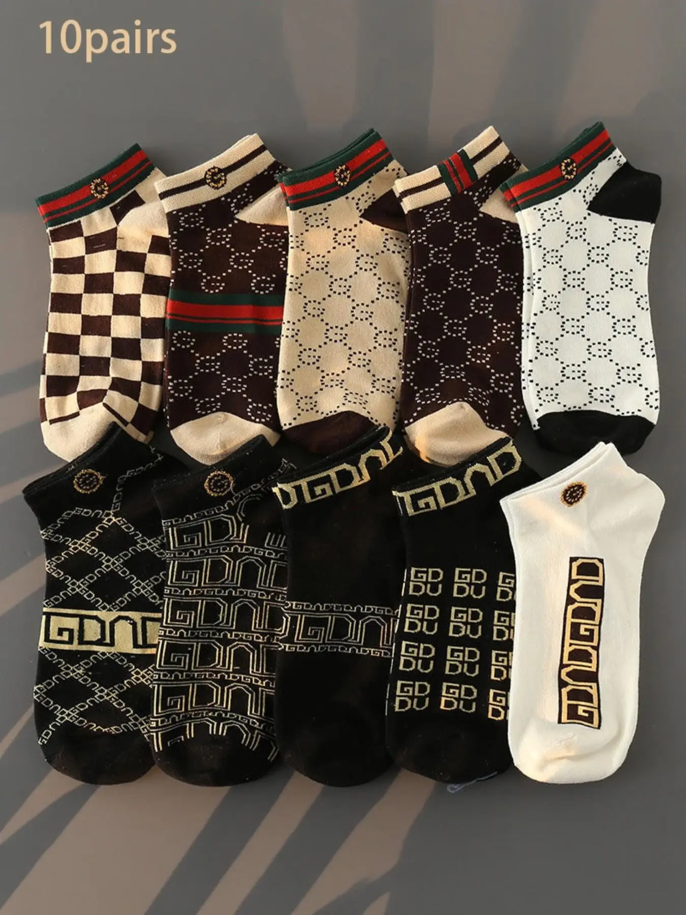 10 Pairs (Random) Soft Comfortable Mixed Color Short Socks Women, Letter Print Socks, Spring Summer Style, Casual Daily Wear, Casual Stylish Socks, Casual Comfy Socks, Unisex, Random Shipping