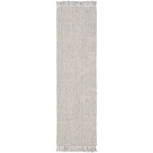 Natural Fiber W/ Fringes NF826 Hand Woven Indoor Runner Rug - Silver/Natural - 2'3"x10' - Safavieh
