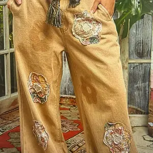 Pants with Floral Patchworks - Boho Style, Loose Fit, All Seasons, Comfortable & Stylish