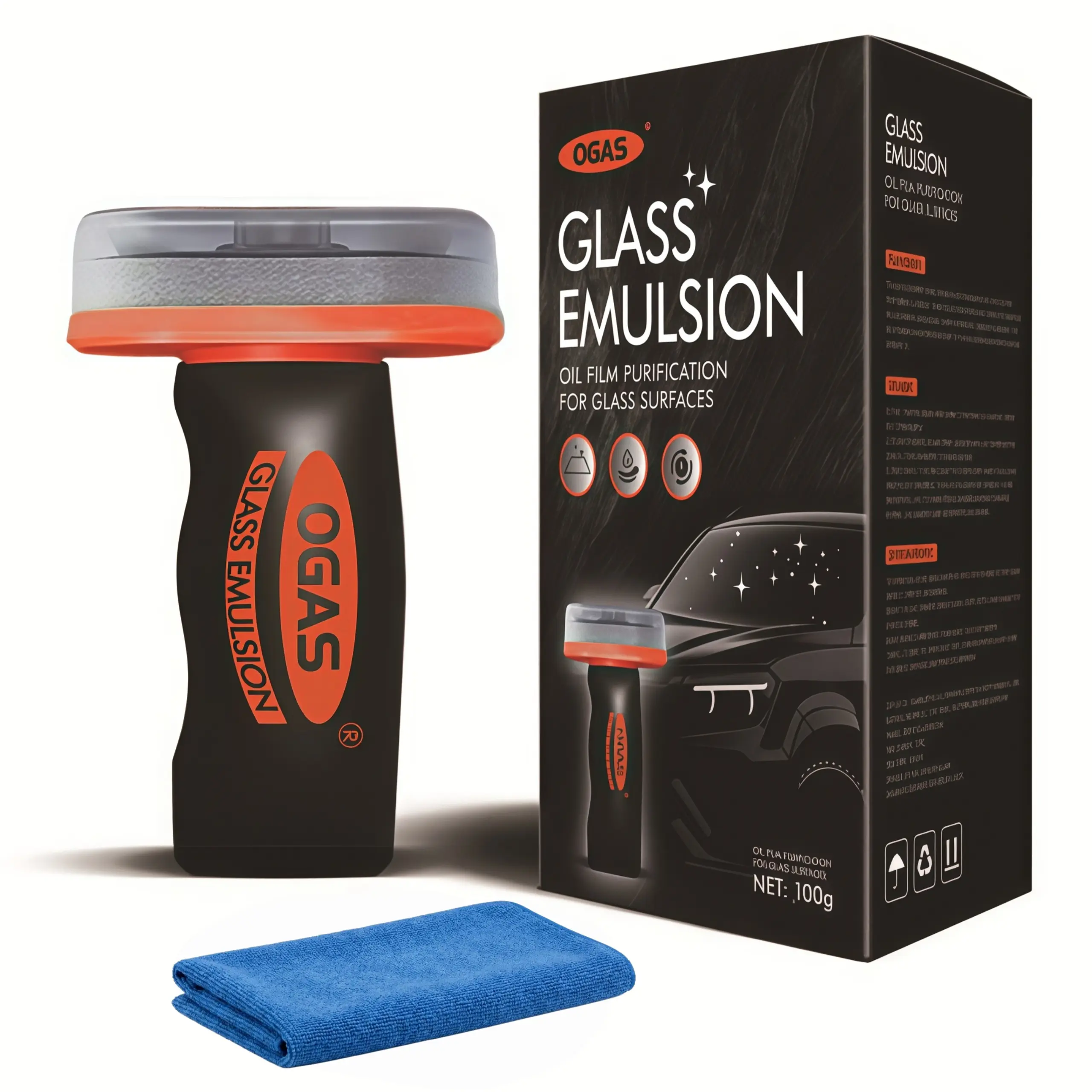 100ml Car Glass Cleaner Set - 1PC/2PCs Oil Film & Water Mark Remover with Brush, Anti-Fog Emulsion for Auto Use, Enhances Driving Visibility, Glasscleaner, Water Mark Remover Window Cleaning