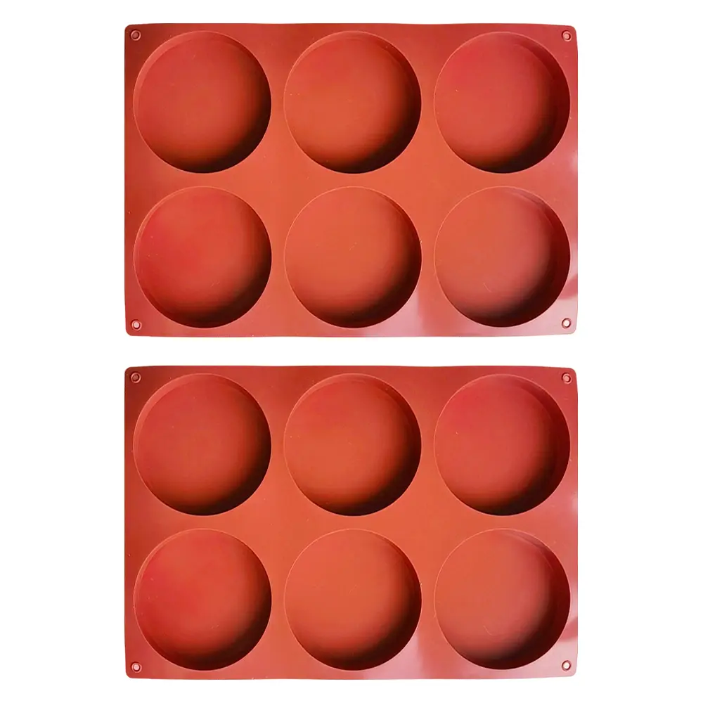 2 Pack Large Silicone Molds for Baking – Non‑Stick 4 Inch 6‑Cavity Round Silicone Baking Mold for Whoopie Pie Pan, Corn Bread, Candy, Eggs, Muffin, Soap–Perfect for Whoopie Pies, Cornbread Muffins, Egg Bites, Mini Cakes,Chocolate Candies,and Soap Making