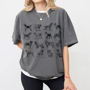 [Sale Up To 50%] Vintage Dog Breeds Graphic Comfort Colors Shirt, Cute Dog Mom T-shirt, Retro Dog Crewneck Tee, Gift for Dog Lover Person, Dog Owner Mama