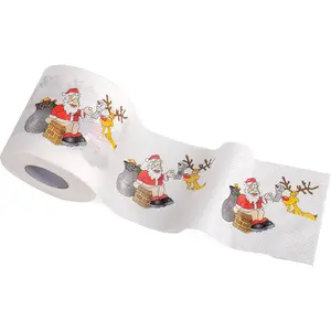 PrimPick 1 Roll of Merry Christmas Santa Claus Toilet Paper Tissue Napkin Prank Fun Birthday Party Novelty Gift Idea