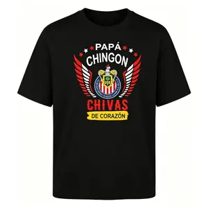 Chivas "Papa Chingon" Graphic Tee - Premium Cotton Men's Soccer T-Shirt, Casual Summer Streetwear Top, Perfect Father's Day Gift for Soccer Dads, Oversized Sportswear Shirt
