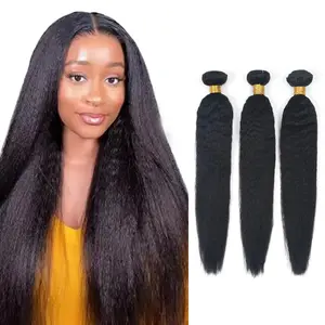 Natural Color Kinky Straight Bundles Human Hair Yaki Straight Human Hair Bundles