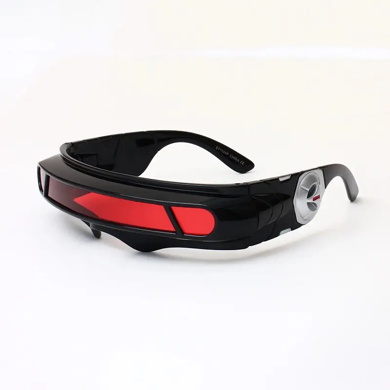 Futuristic Colored Lens Unisex Plastic Sunglasses - Alien Fashion Accessories, Cosplay-Ready Look Shield Glasses for Party & Cosplay, Adult, Full Frame, Quirky Gifts, Vibrant Tints Add Instant Mood, Colored Lenses