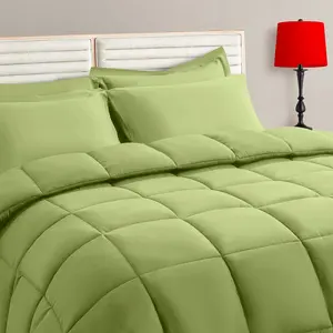 Sage Green King Size Comforter Set - 7 Pieces, Bed in a Bag Bedding Sets with All Season Soft Quilted Warm Reversible Comforter,Flat Sheet,Fitted Sheet,2 Pillow Shams,2 Pillowcases