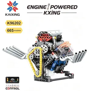V8 Engine Building Blocks Set, 665 Pieces, STEM Assembled Engine Model Mini Kit, Suitable for Teenagers and Adults, Father's Day Gift KXING