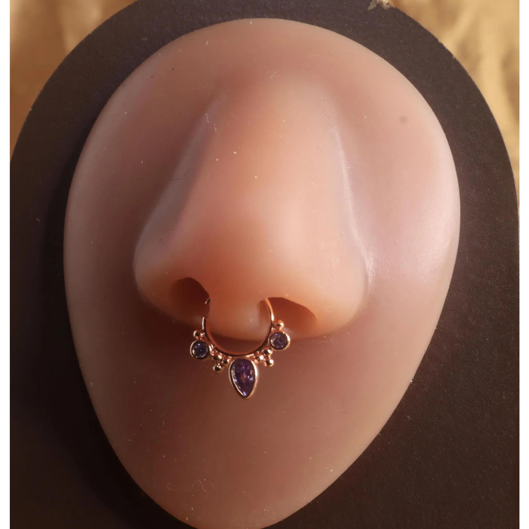 Purple Gem Septum Nose Hoop Piercing Jewelry