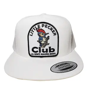 Little Pecker Club Lil Gents Making Dents Mesh Adjustable Snapback Direct Embroidered Flat Bill Trucker Hat Cap White