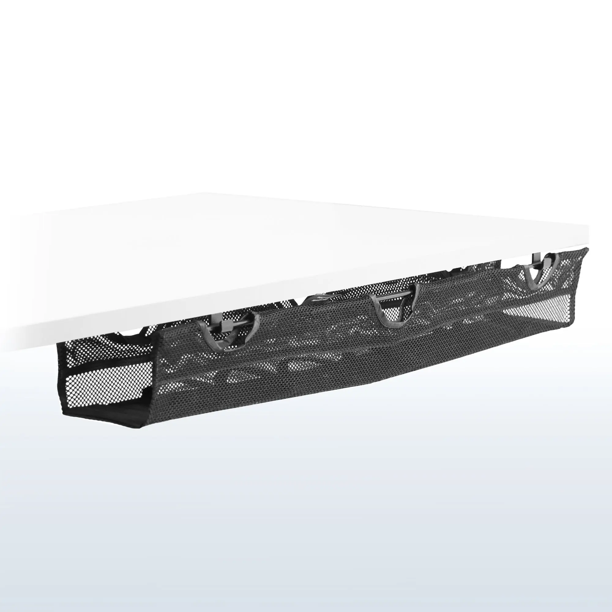 Under Desk Mesh Cord Organizer with Power Strip Holder, Desk Tech Organizer for Computers & Office Equipment, Cord Organizer For Desk