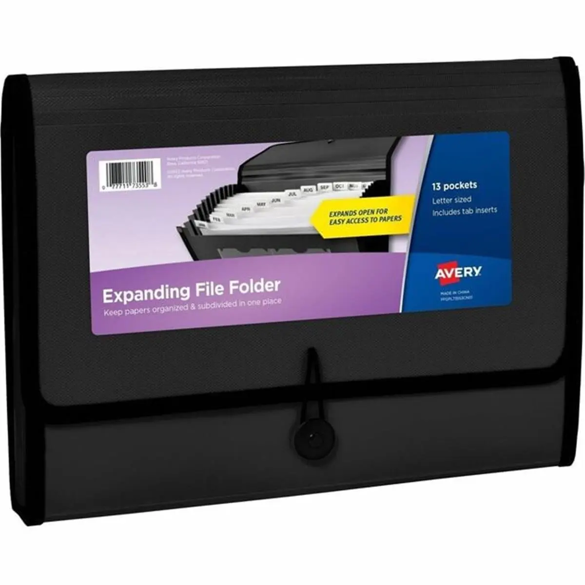 13 Pocket Black File Folder