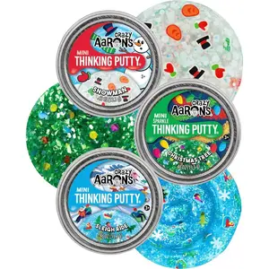 Putty Mini Tins 2024 Holiday (Christmas) Set with Snowman, Christmas Tree and Sleigh Ride - 3 Pack (.46oz Each)