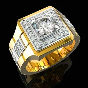【V28】1.2CT Luxury King Ring Gorgeous Mens Watch Shaped CZ Engagement Rings For Men Jewelry Wedding Rings springtok springtok