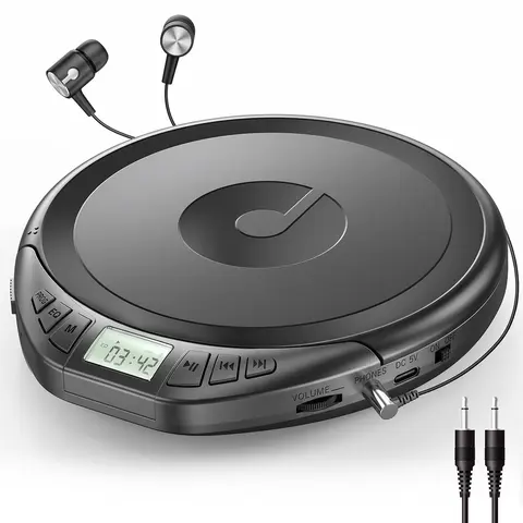 Gueray cool cd player Portable Digital CD Walkman Media Player with Speaker, Headphone, Anti-Skip Shockproof Design, LCD Display, PROG Memory Function, Repeat Playback, Slim Build, for Car & Personal Audio Use techvibes