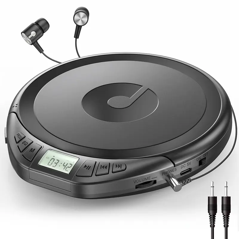 Gueray cool cd player Portable Digital CD Walkman Media Player with Speaker, Headphone, Anti-Skip Shockproof Design, LCD Display, PROG Memory Function, Repeat Playback, Slim Build, for Car & Personal Audio Use techvibes