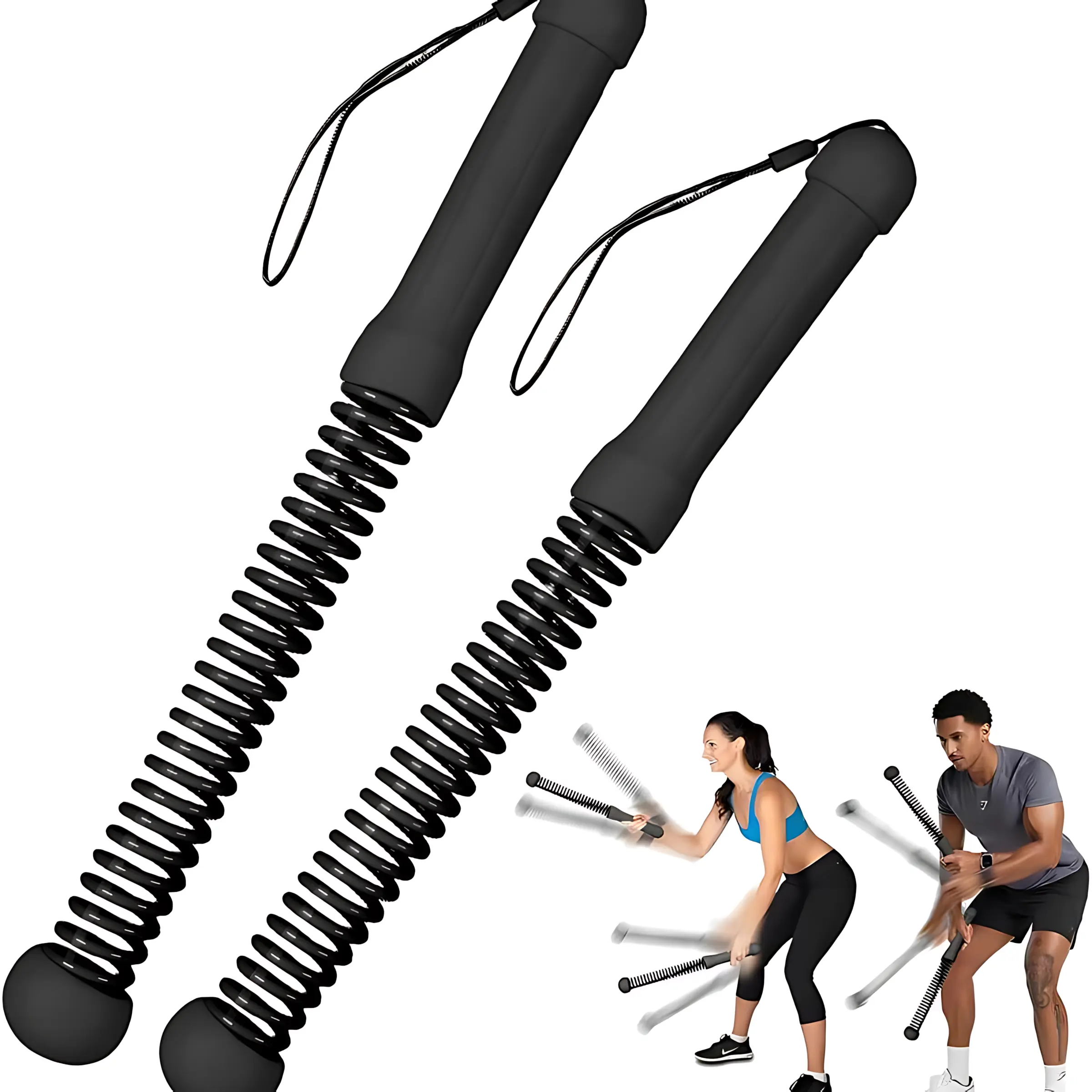 Ropeless Battle Ropes with Stainless Steel Weighted Grip, Quiet 2-Piece Cordless Training Design for HIIT Cardio & Home Gym Workouts, Full Body Workout, Unisex