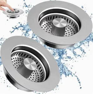 2pcs 3-in-1 kitchen sink filter and plug set, upgraded durable ABS material bouncing kitchen sink plug, essential bathroom accessory, drainage filter