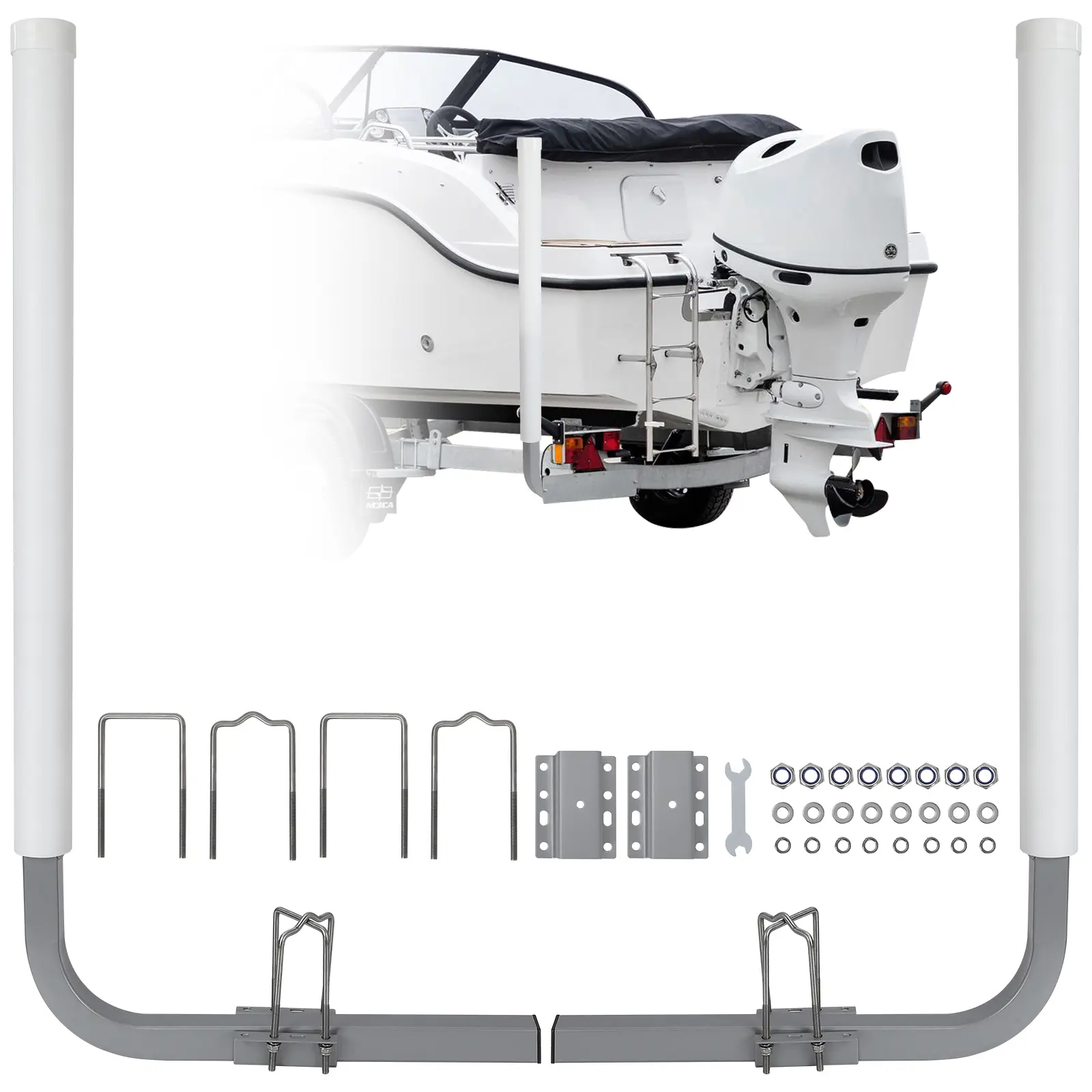 Adjustable Design Trailer Guide Poles, Trailer Guides with PVC Pipes, 2PCS Rustproof Galvanized Steel Trailer Guide, Boat Trailer Guide