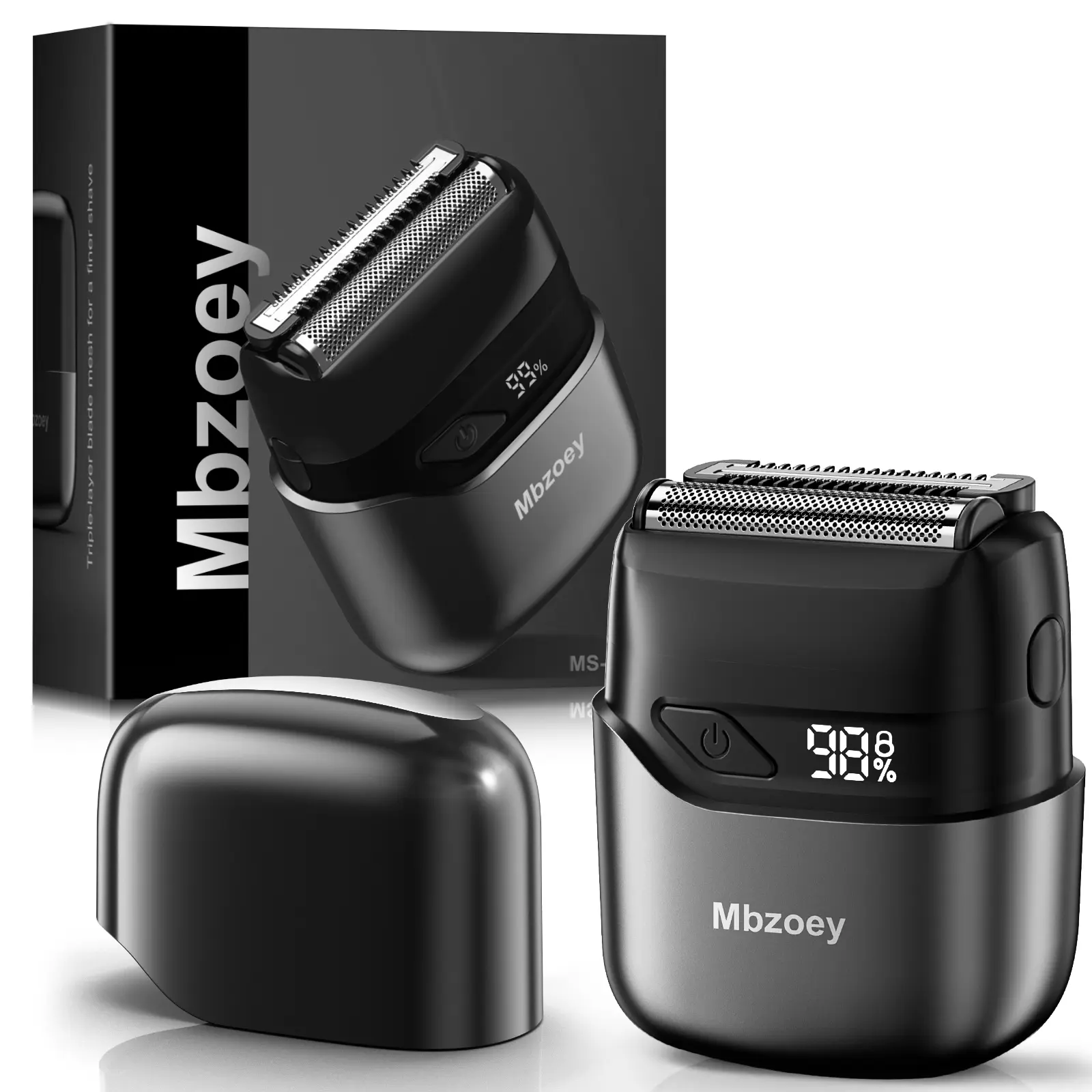 [SummerVibes]Mbzoey Foil Shavers for Men, Mini Razor, Compact Face Shaver, IPX7 Waterproof Wet Dry Fathers Day Gift Steel Facial smartliving Titanium （actually gets used）